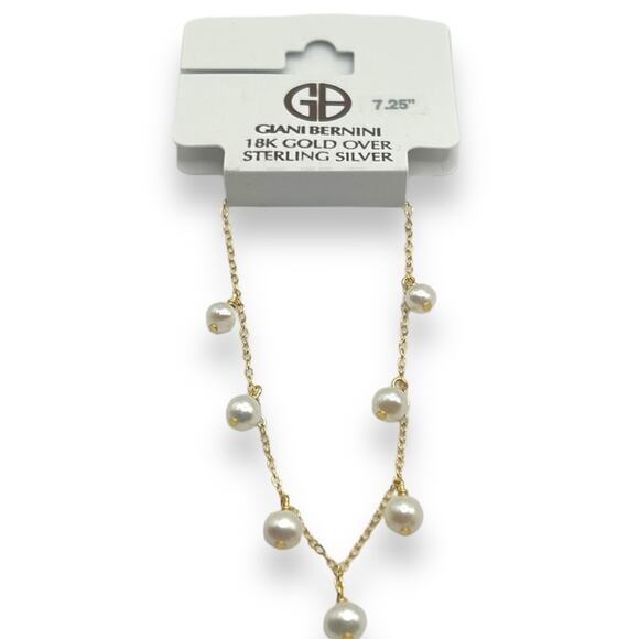 Macy's Cultured Freshwater Pearl Dangle 18K Gold over Sterling Silver Bracelet - Picture 5 of 11